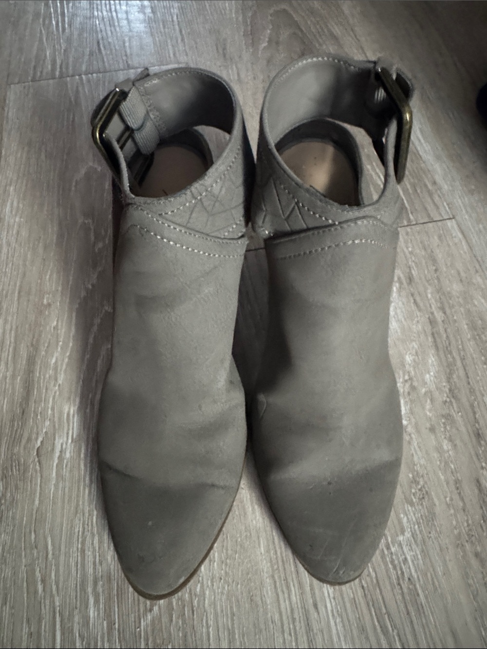 American Eagle Outfitters Taupe Pointed Ankle Booties with Buckle